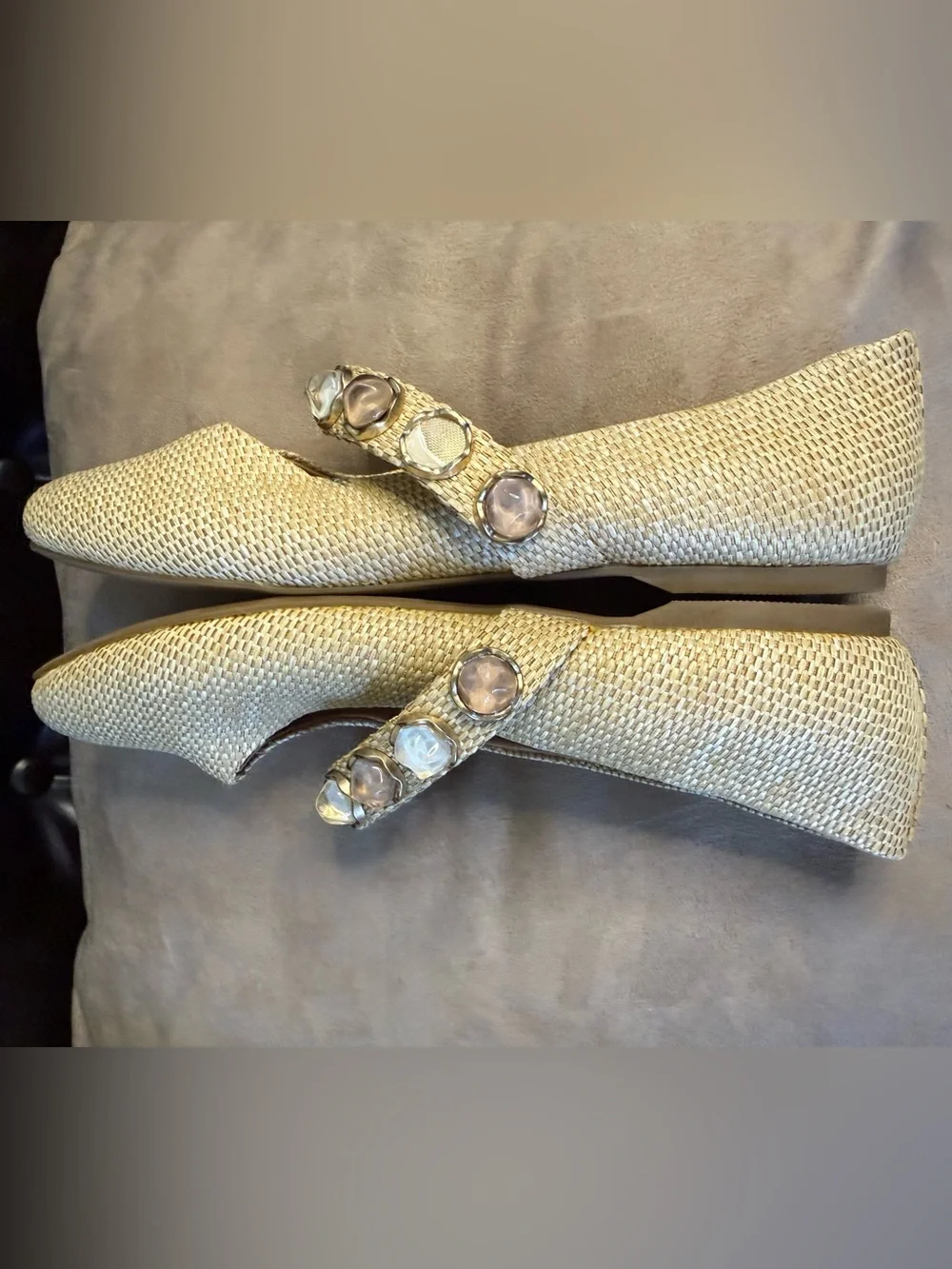DV DOLCE VITA Mission Jewel Raffia Mary Jane Flats - Size 8